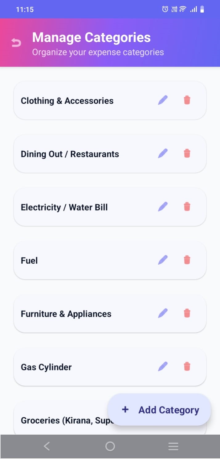 Lekha Manage Categories